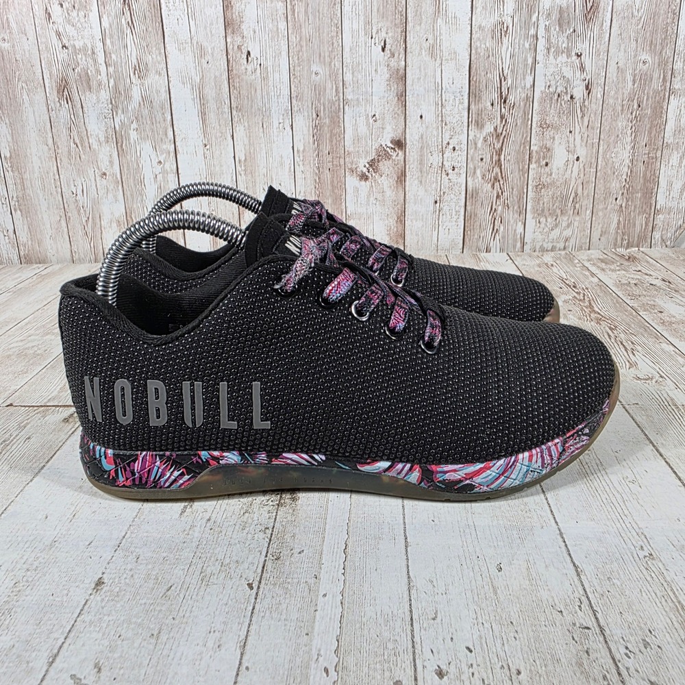 NOBULL Black Tropical Trainer Women 8 Floral SuperFabric CrossFit Shoes